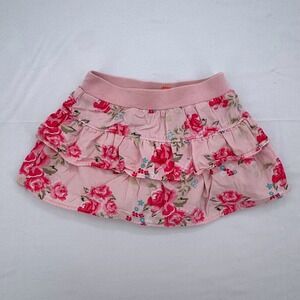 So Jenni Girls Pink Floral Tiered Ruffle Skort Girls Sz 5 Rose Print Skirt 2011